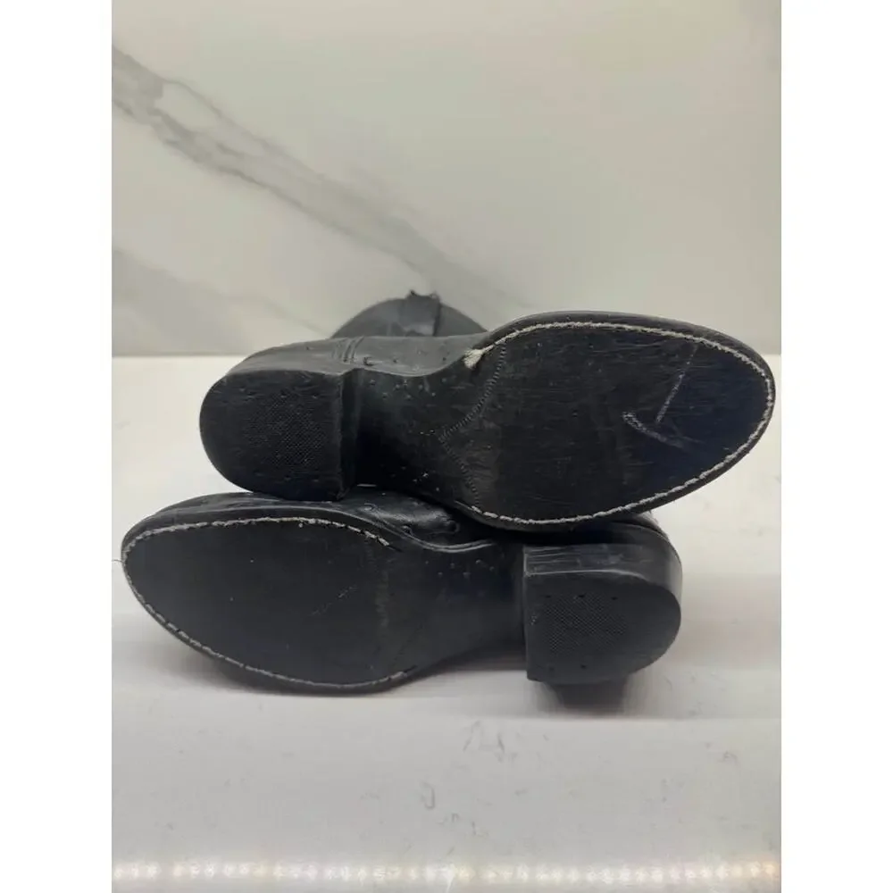 Old West Kids Size 1.5 Black Ostrich Cowboy Boots
